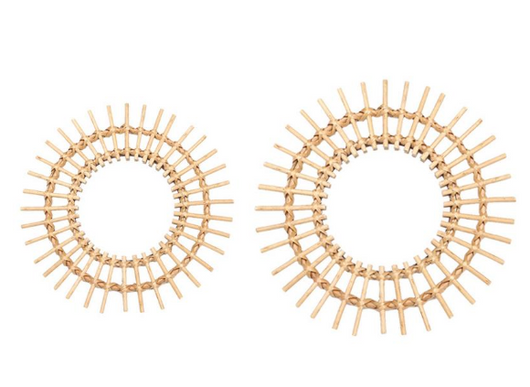 Espejo de Maquillaje Colgante Nórdico con Marco de Ratán - Decoración Artística para Baño