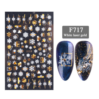 Stickers de Uñas 3D Serie Navideña - Diseño Láser Dorado Copo de Nieve - Image 16