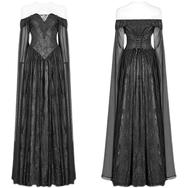 Vestido Victoria con Capa Drapeada Hombros Descubiertos - Image 5