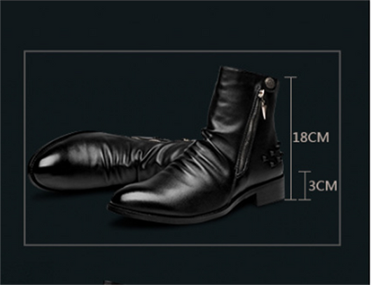 Botas Altas de Cuero para Hombre con Punta Afilada - Calidez y Estilo - Image 3