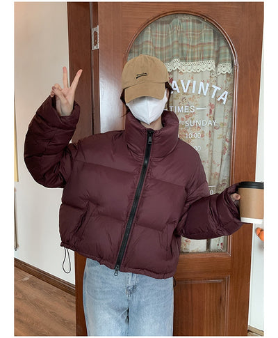 Chaqueta Acolchada Corta con Cuello Alto Estilo Americano para Mujer - Image 27