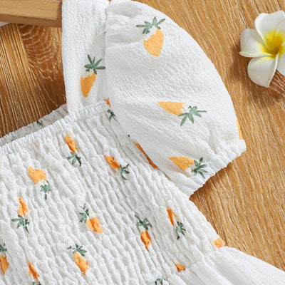 Vestido Infantil Estampado de Zanahoria con Cuello Cuadrado - Colección Verano - Image 9
