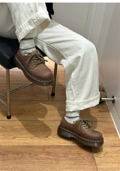 Zapatos de Cuero para Mujer con Suela Gruesa y Punta Redonda - Image 25