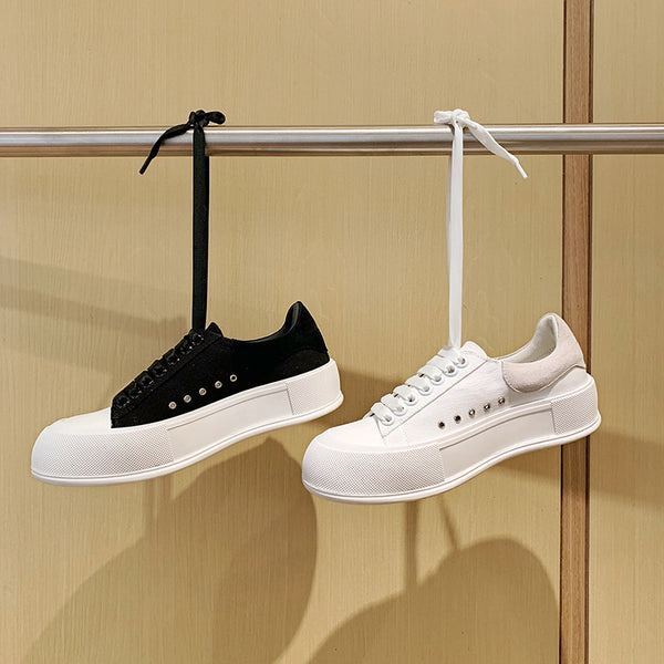 Tenis de Lona con Plataforma - Sneakers Casuales Cómodos