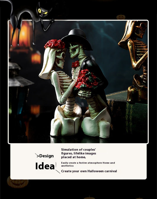 Adorno de Pareja Calaveras en Resina - Estilo Gótico Romántico - Image 16