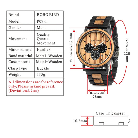 Reloj de Madera Multifunción con Tres Esferas de Cuarzo - Image 6