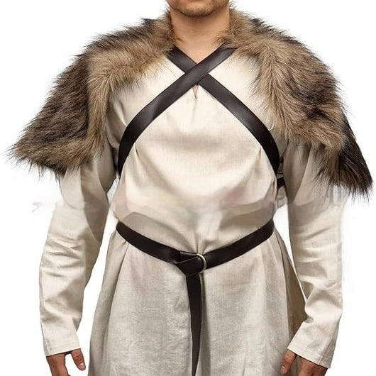 Traje Vikingo Completo con Capa, Chal y Botas de Lana Artificial - Image 14