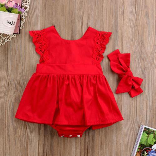 Vestido de Encaje Rojo con Volantes para Niñas - Image 5