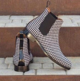 Botas Bajas de Cuadros para Hombre - Tacón Bajo y Punta Redonda - Image 15