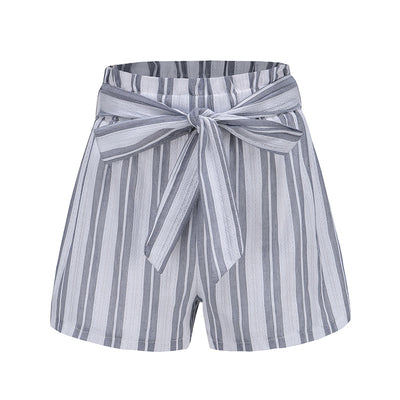 Pantalones Cortos de Tiro Alto con Cinturón y Rayas, Pierna Ancha - Image 10