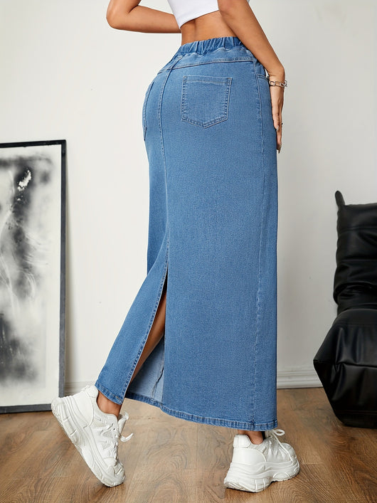 Falda Denim A-Línea con Cintura Ajustable para un Ajuste Personalizado - Image 10