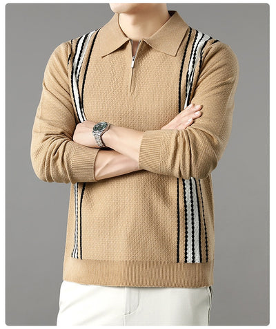 Suéter de Punto Colorblock con Cuello y Cierre Medio Cremallera para Hombre - Image 17