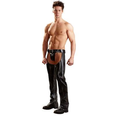 Pantalones Pole Dance de Cuero Sintético Negro - Leggings Eróticos Brillantes para Hombre - Image 3