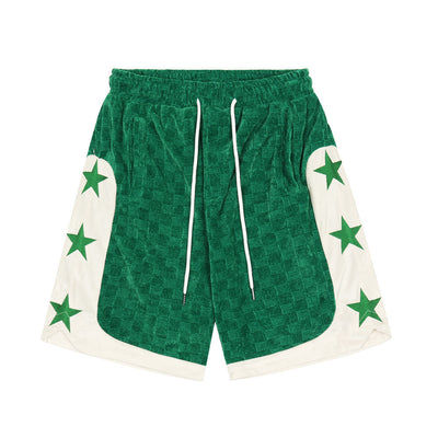 Shorts Casuales para Hombre con Bordado de Estrella y Costuras en Contraste