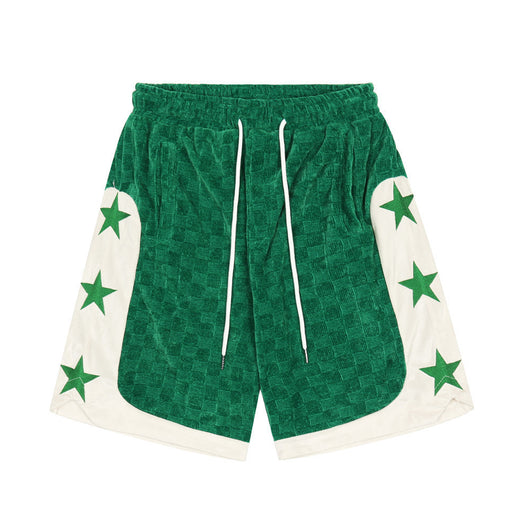 Shorts Casuales para Hombre con Bordado de Estrella y Costuras en Contraste