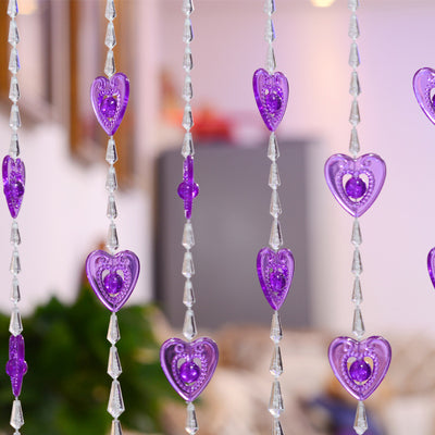 Close-up of a red heart-shaped bead curtain with multiple acrylic strands, ideal for doorway or room decoration. - Image 12