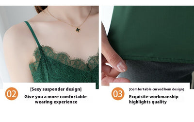 Camisola de Encaje para Pestañas en Seda Satinada para Mujer - Image 33