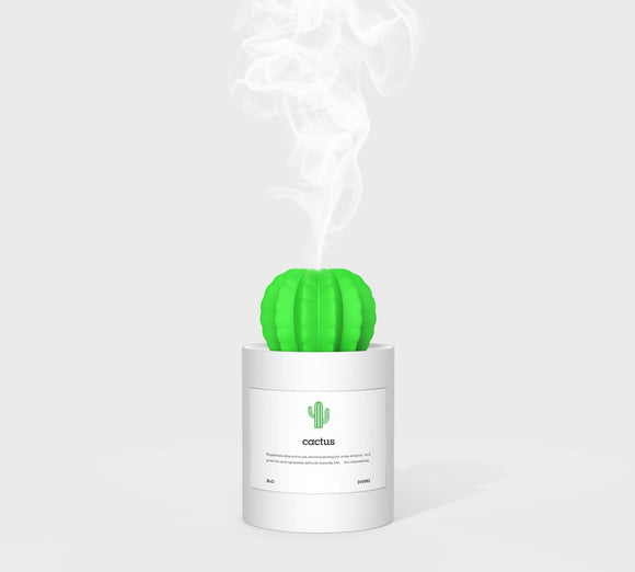 Humidificador Ultrasónico con Difusor de Aromas LED Cactus - Purificador de Aire Portátil USB