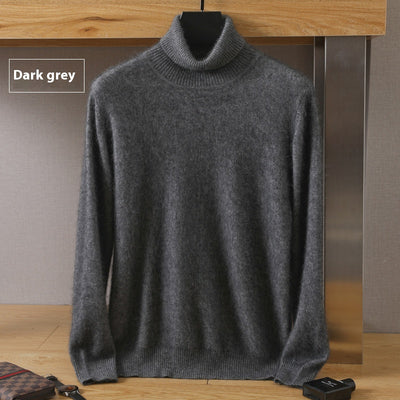 Suéter Pullover de Cuello Alto Holgado en Visón para Hombre - Invierno - Image 15