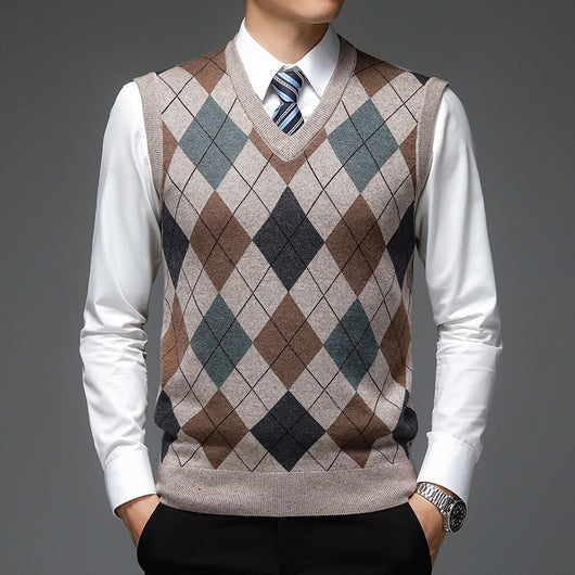 Chaleco de Punto sin Mangas V-neck para Hombre - Otoño e Invierno - Image 6