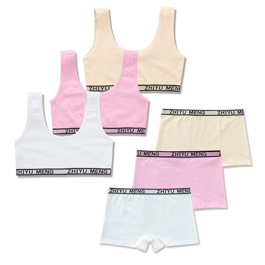 Conjunto de Ropa Interior de Algodón Puro Color Sólido - Image 12