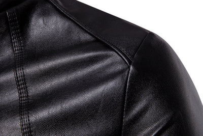 Chaqueta de Cuero PU para Motociclista con Cuello Sólido - Talla Grande - Image 8