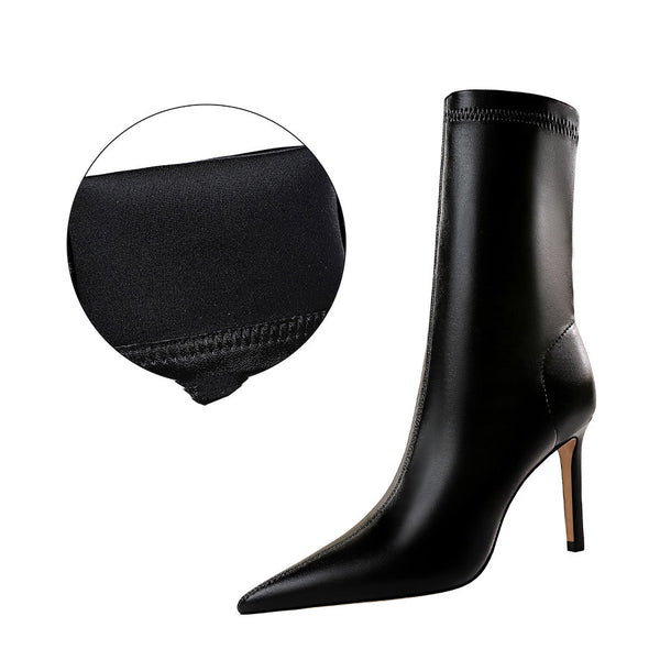Botas Cortas de Tacón Alto Puntiagudo para Mujer - Diseño Sexy Nocturno - Image 4