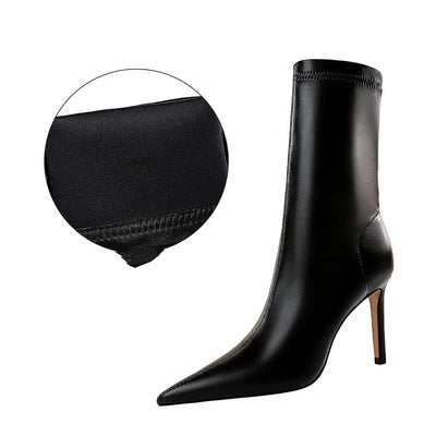 Botas Cortas de Tacón Alto Puntiagudo para Mujer - Diseño Sexy Nocturno - Image 4