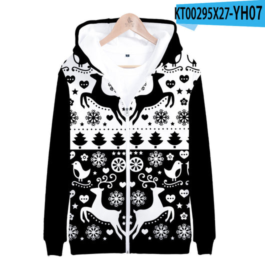 Sudadera Navideña 3D con Cierre Estampado Digital para Adultos e Infantes - Image 15