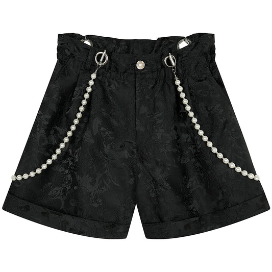 Shorts Jacquard con Tira de Perlas en el Hombro