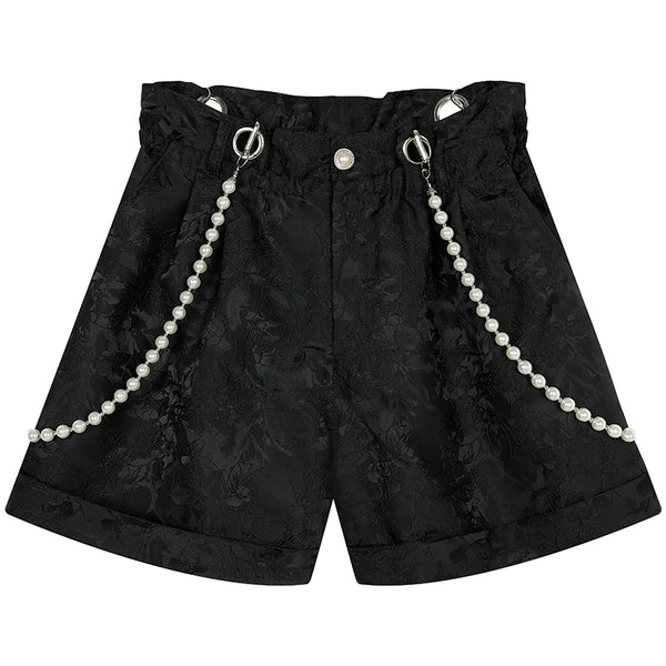 Shorts Jacquard con Tira de Perlas en el Hombro