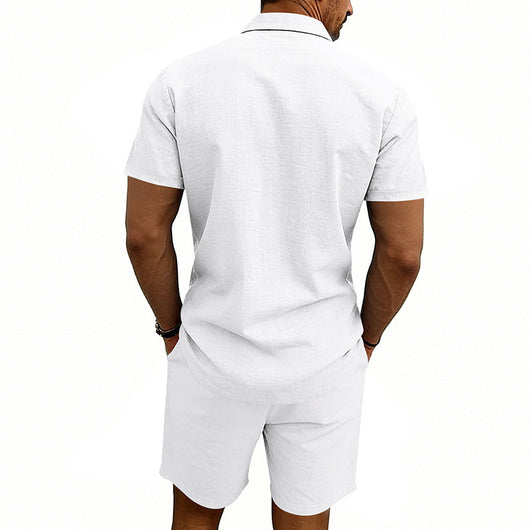 Conjunto de Shorts y Camiseta de Lino para Hombre - Ajuste Relajado - Image 24