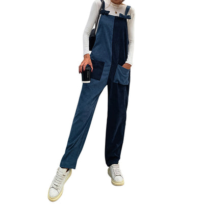 Jumpsuit Casual para Damas con Costuras Bicolores y Tirantes Simétricos - Image 3
