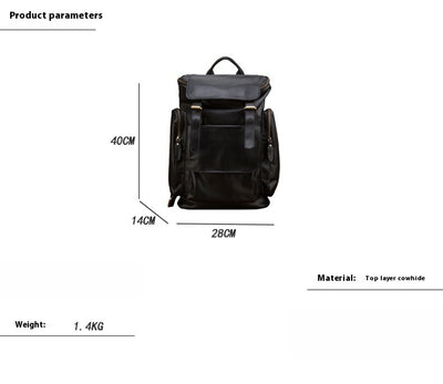 Mochila de Cuero Genuino Estilo Británico Gran Capacidad para Hombre Retro - Image 7
