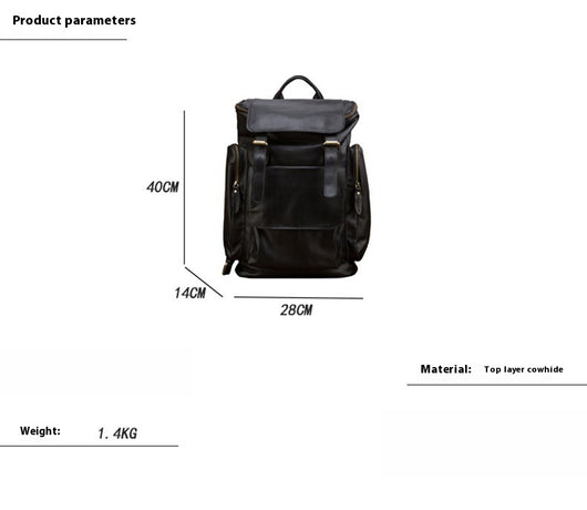 Mochila de Cuero Genuino Estilo Británico Gran Capacidad para Hombre Retro - Image 7
