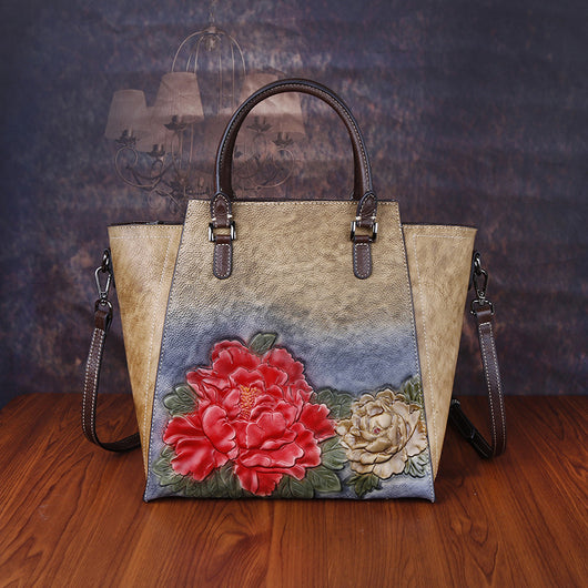 Bolso Mensajero de Cuero Grabado y Pulido con Gran Capacidad - Image 5