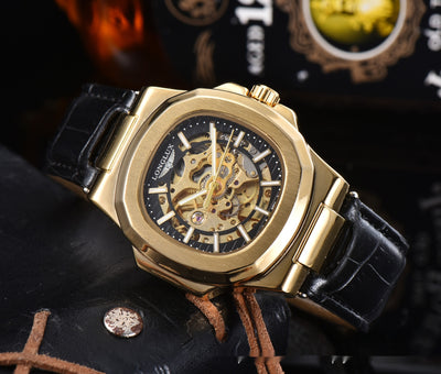 Reloj Mecánico Impermeable para Hombre con Correa de Cuero Barril - Image 7