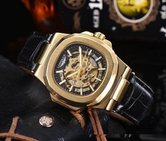 Reloj Mecánico Impermeable para Hombre con Correa de Cuero Barril - Image 7