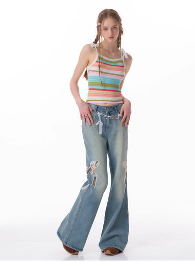 Jeans Rectos de Talle Alto con Detalle de Moño - Image 19