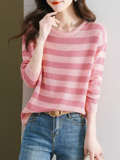 Blusa Holgada Rayas Manga Larga Estilo Occidental para Mujer - Image 6