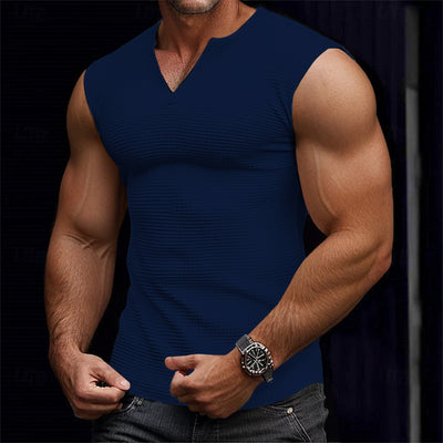 Camiseta sin Mangas Textura Waffle Colores Sólidos Hombre - Image 9