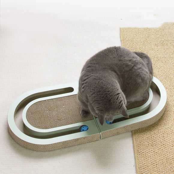 Tablero Rascador Ondulado para Gatos con Pelota Interactiva