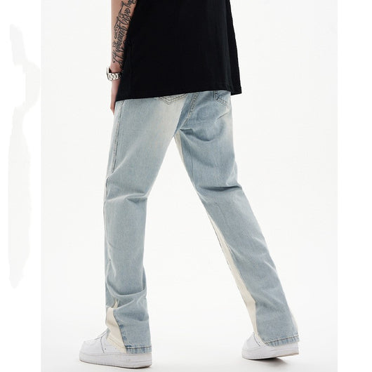 Pantalones Vaqueros Casuales con Diseño Patchwork para Hombre - Image 3