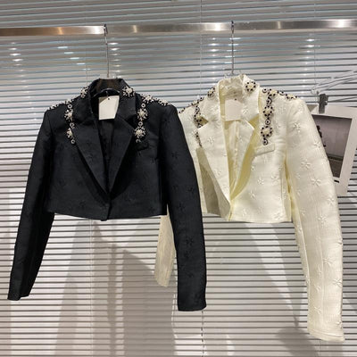 Blazer Corto Mujer con Cuentas Efecto Adelgazante