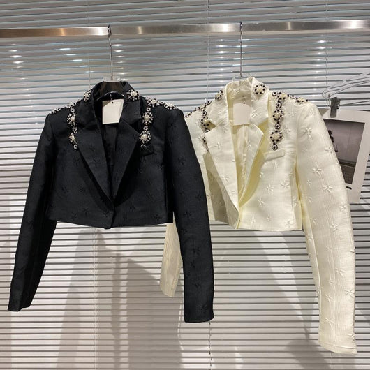 Blazer Corto Mujer con Cuentas Efecto Adelgazante