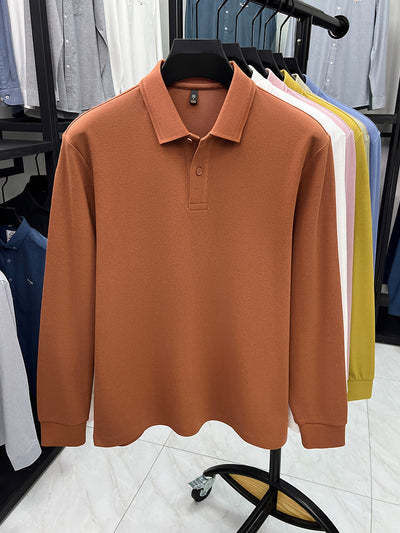 Polo de Algodón Mercerizado Manga Larga para Hombre - Ropa Casual Primavera Otoño - Image 31