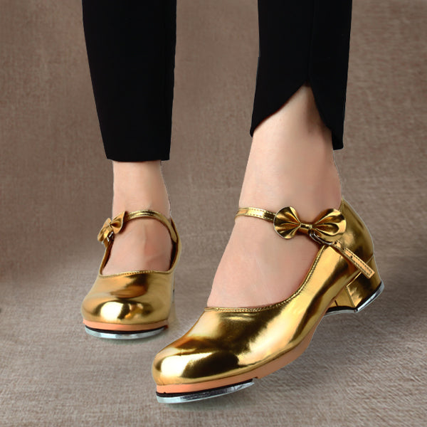 Zapatilla de Danza Niña con Suela Blanda y Moño Brillante