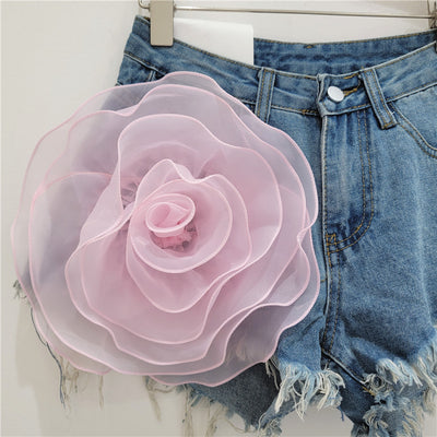Shorts de Mezclilla con Flores Tridimensionales para Mujer - Image 6