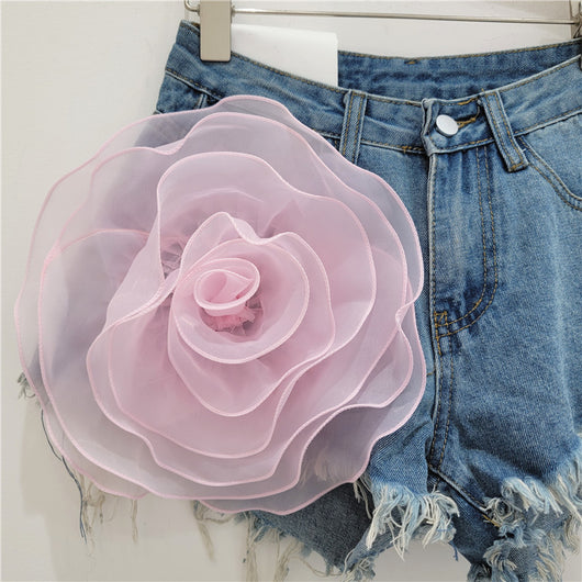 Shorts de Mezclilla con Flores Tridimensionales para Mujer - Image 6