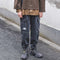 Pantalones Cargo Denim Desgastado con Cordón Ajustable
